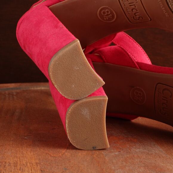 Sam Edelman Circus Heels Womens SZ 8.5 Pink Strappy Ankle Wrap Shoes Barbiecore - Picture 10 of 14